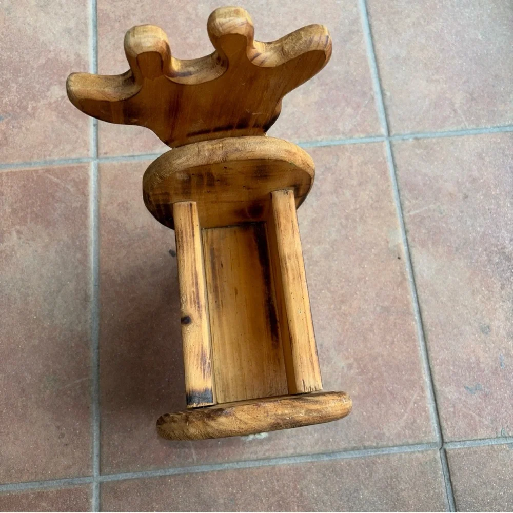 Wooden cow live stock holder hand crafted home decor storage